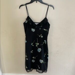 Floral Black Slip Dress